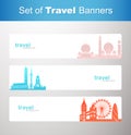 Set of travel banners
