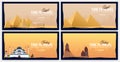 Set of travel banners to Egypt and Turkey. Time to Travel. Journey, trip and vacation. Vector flat illustration. Royalty Free Stock Photo