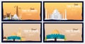 Set of travel banners to India and Israel. Time to Travel. Journey, trip and vacation. Vector flat illustration.