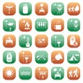 Set of travel and camping equipment icons Royalty Free Stock Photo