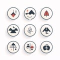 Set of travel and camping icons in flat style. Vector illustration Royalty Free Stock Photo