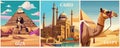 Set of Egypt Travel Destination Posters vector art Royalty Free Stock Photo