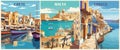 Set of Travel Destination Posters in retro style.