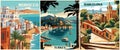 Set of Travel Destination Posters in retro style. Royalty Free Stock Photo