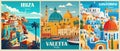 Set of Travel Destination Posters in retro style.