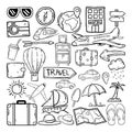 Set Of Travel Doodle Elements Vector Illustration In Hand Drawn Style free vector Royalty Free Stock Photo