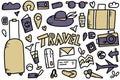 Set of travel doodle symbols in vector. Royalty Free Stock Photo