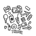 Set of travel doodle symbols in vector