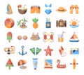 Set Of Travel Emoji Icons Isolated