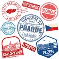 Set of travel grunge stamps with Czech Republic Royalty Free Stock Photo