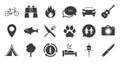 Set of Travel, Hiking and Camping icons. Vector Royalty Free Stock Photo