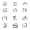 Set of travel related line icon