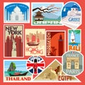 Set of travel stickers. World Capitals