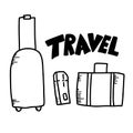 Set of travel doodle symbols in vector Royalty Free Stock Photo