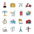 Set of travel and tourism line icons. Flat style