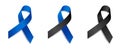 Set of tree blue and black ribbon awareness Arthritis, Hydrocephaly, Education, Colon Cancer, Ocular Melanoma, Memorials