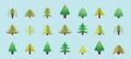 Set of tree cartoon icon design template with various models. vector illustration isolated on blue background Royalty Free Stock Photo