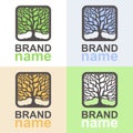 Set of tree logos at different times of the year. Royalty Free Stock Photo