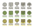 Set of tree logos: round, square, heart shape. Royalty Free Stock Photo