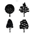 Set of tree silhouettes isolated on white background. Royalty Free Stock Photo