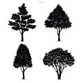 Set of tree silhouettes isolated on white background. Royalty Free Stock Photo