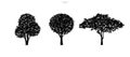 Set of tree silhouettes isolated on white background. Royalty Free Stock Photo