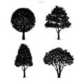 Set of tree silhouettes isolated on white background. Royalty Free Stock Photo