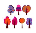 Set of trees with big crown vector abstract drawing brown Royalty Free Stock Photo