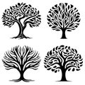 Set of trees black silhouette. Royalty Free Stock Photo