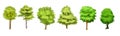 Set of trees. Deciduous plants with a lush crown in a realistic style. Isolated vector objects. For landscapes. Royalty Free Stock Photo