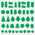 A set of trees of different shapes in simple flat style