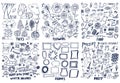 Set of Trees Flowers Food Party Frame Patterns