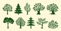 Set of trees icons vector Royalty Free Stock Photo