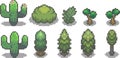 Set of trees in pixel style Royalty Free Stock Photo