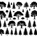 set of trees silhouettes isolated background Royalty Free Stock Photo