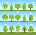 Set of trees. Tree icons collection in a modern flat style. For design of architectural compositions, organic symbol Royalty Free Stock Photo