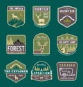 Set of trekking badge, camping, outdoor and adventure logo