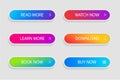 Set of trendy action button for web, mobile app.Template gradient navigation button menu.Gradient icon for shop, game, banner.