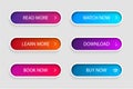 Set of trendy action button for web, mobile app.Template navigation button menu.Gradient icon for shop, game, banner.vector