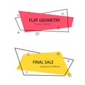 Set of trendy banner with flat shape. Design label element with geometric shape for discount sale.Vivid background template with Royalty Free Stock Photo