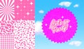 Set of Trendy Barbie Doll Elements. Vector Pink Cartoon Illustrations in Barbiecore Style. Let's Go Party Sticker