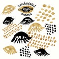 Set of trendy blog background design elementswith handdrawn gold