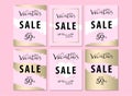 Set of Trendy Chic Valentine s day Sale cards Royalty Free Stock Photo