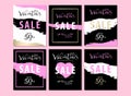 Set of Trendy Chic Valentine s day Sale cards
