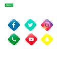 Set of trendy famous social media button vector icon isolated