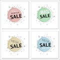 Set of trendy flat geometric vector banners for big sales. Royalty Free Stock Photo