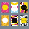 Set of trendy hipster geometric greeting cards design.