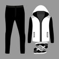 Set of trendy men's clothes. Outfit of man blazer, pants and sneakers