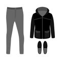 Set of trendy men's clothes with parka,pants and moccasins.