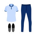 Set of trendy men's clothes with polo shirt, jeans and moccasins